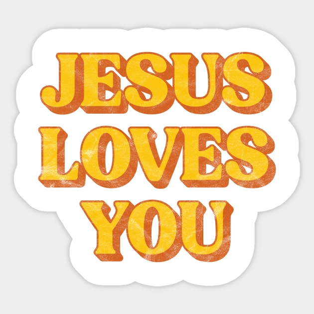 Retro Jesus Loves You Christian Sticker by JeanetteThomas